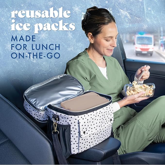 Cool Coolers by Fit & Fresh XL Slim Ice Packs, Quick Freeze Reusable Ice Packs for Lunch Boxes & Coolers, Long-Lasting, Space Saving Cooler Ice Packs, Taupe, 4Pk
