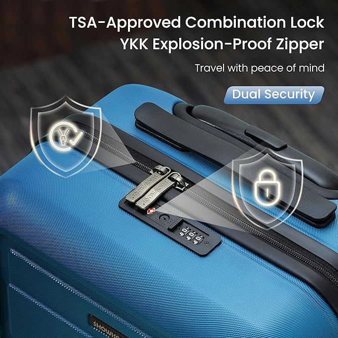 SHOWKOO Full PC Hardshell Luggage Sets, 20/24/28 In Suitcase with TSA Lock & Spinner Wheels, Lightweight Durable Travel Luggage