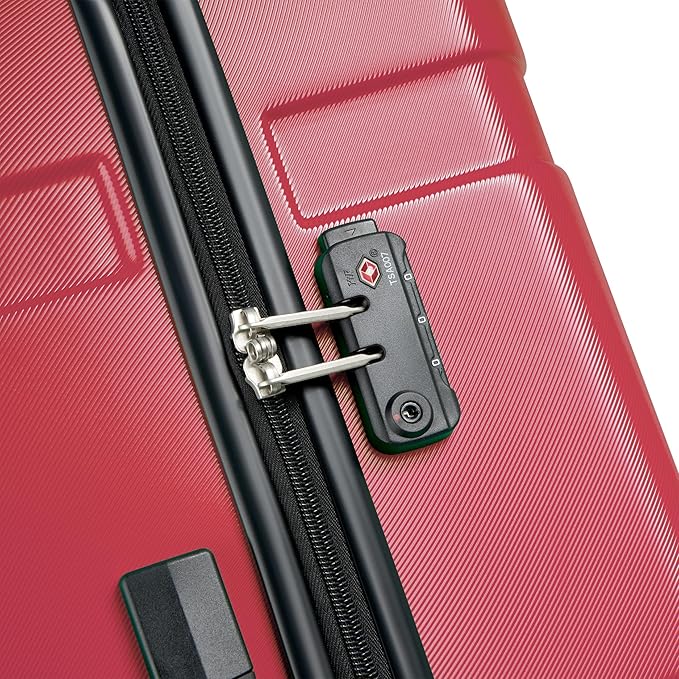 United Colors of Benetton Now! Hardside Luggage with Spinner Wheels, Red, Checked-Large 27 Inch