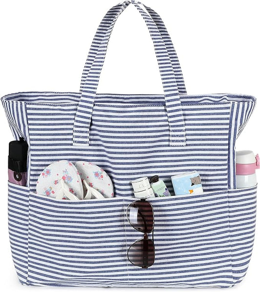 LEDAOU Large Beach Bag Women Waterproof Sandproof Zipper Beach Tote Pool Bag for Swim Gym Grocery Travel with Wet Pocket | Waterproof, Sandproof, Zipper, Pool, Gym, Grocery