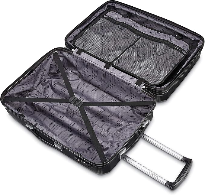 Samsonite Winfield 3 DLX Hardside Expandable Luggage with Spinners, Black, Checked-Medium 25-Inch