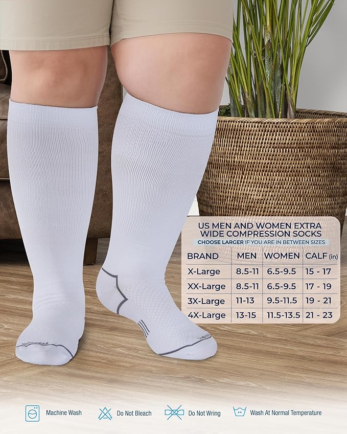 Pembrook Plus Size Compression Socks for Women Wide Calf - 3 Pairs, 20-30mmHg Extra Wide Calf Compression Socks, Up to 4XL