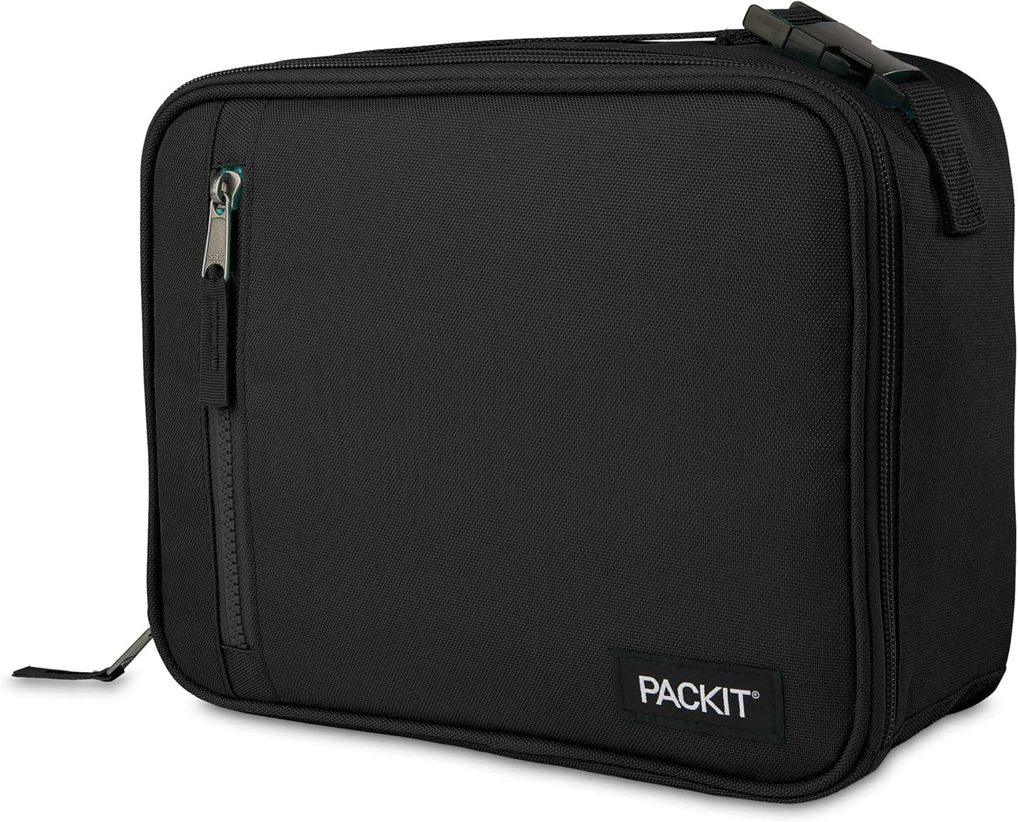 PackIt Freezable Classic Lunch Box, Black, Built with EcoFreeze® Technology, Collapsible, Reusable, Zip Closure With Zip Front Pocket and Buckle Handle, Designed for Fresh Lunches