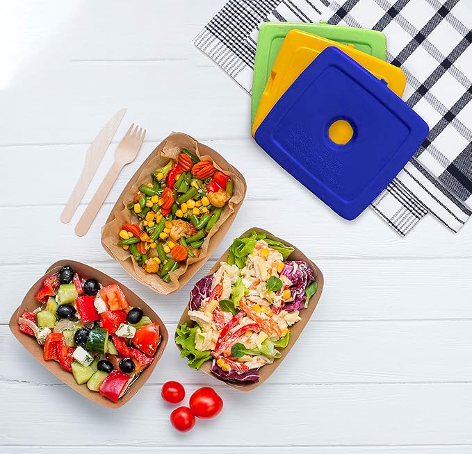Healthy Packers® Reusable Ice Packs for Lunch Boxes Kids and Adults | Long‑Lasting Thin Freezer Packs for Coolers, Bento Boxes, Lunch Bags, Travel, School Meals, and Meal Prep (5-Pack | Square)