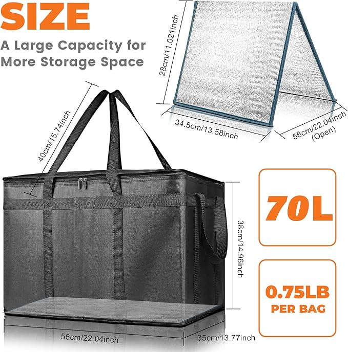 Insulated Food Delivery Bag, Commercial Grade Pizza Carrier for Hot and Cold Food, Large Reusable Catering Cooler Bag 22x15x14, Pizza Delivery Box for Uber Eats, Door Dash Essentials