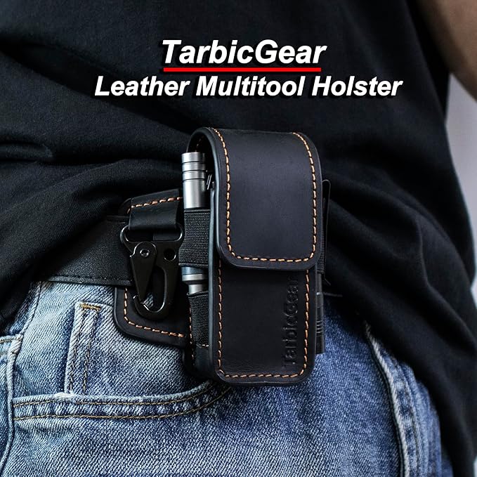 Leather Multitool Sheath for Belt, Multitool Holster with Belt Clip for Men, Pocket Organizer for Work, Fits for Leatherman, SOG, Gerber Tools