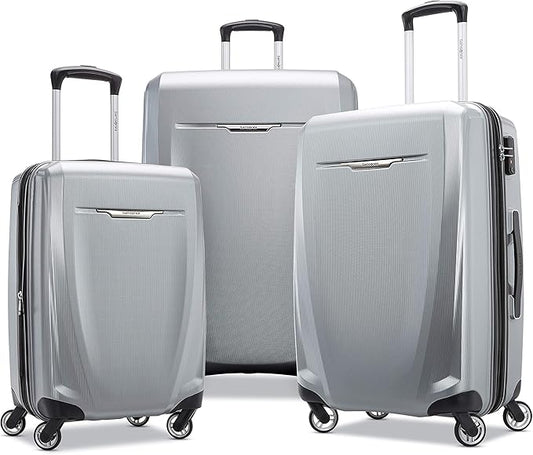 Samsonite Winfield 3 DLX Hardside Expandable Luggage with Spinners, Silver, 3-Piece Set (20/25/28)