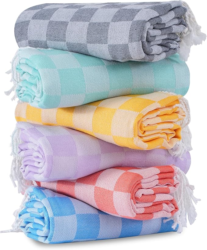 Antfuny 6 Packs Turkish Beach Towel Blanket Bath Pool Towels Bulk Travel Sand Free Quick Dry Extra Large Oversized Cute Big Cotton Soft Lightweight Compact Proof Men Women Adult Long Aesthetic Cloud