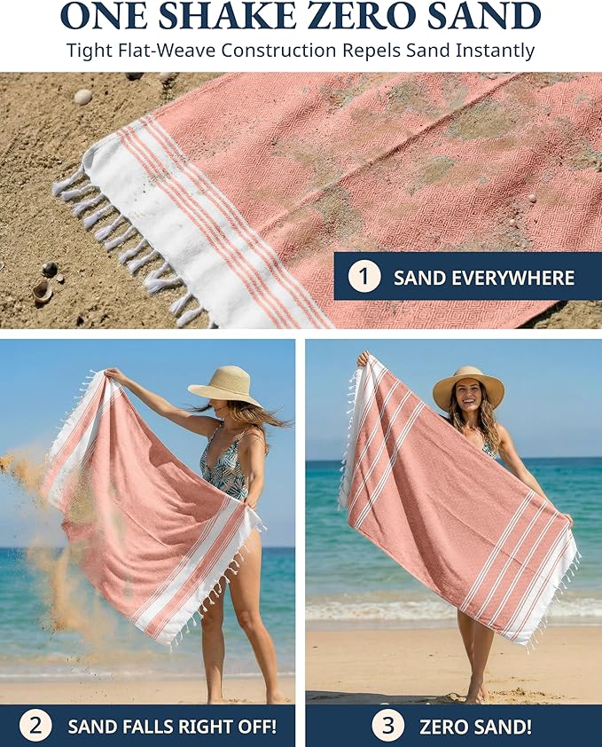 LANE LINEN Turkish Beach Towel 2 Pack, Oversized Beach Towel 39"x71", Beach Essentials for Women, Large Pool Towel, Absorbent & Quick Dry, Sand Free Beach Towel - Bird of Paradise