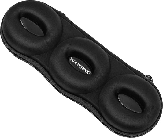 Triple Watch Travel Case Storage Organizer For 3 Watches | Tough Portable Protection w/Zipper Fits All Wristwatches & Smart Watches Up To 50mm (Black)