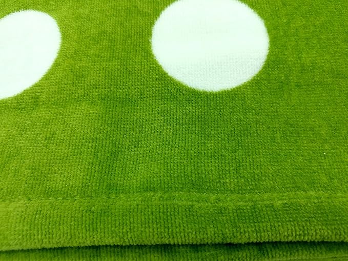 BY LORA Embroidered Terry Velour Beach Polka dot Towel, Apple Green