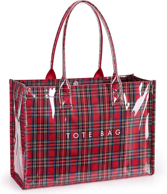 KALIDI PVC Tote Bag Women’s Kraft Paper Work Handbags Purses with Top Handle