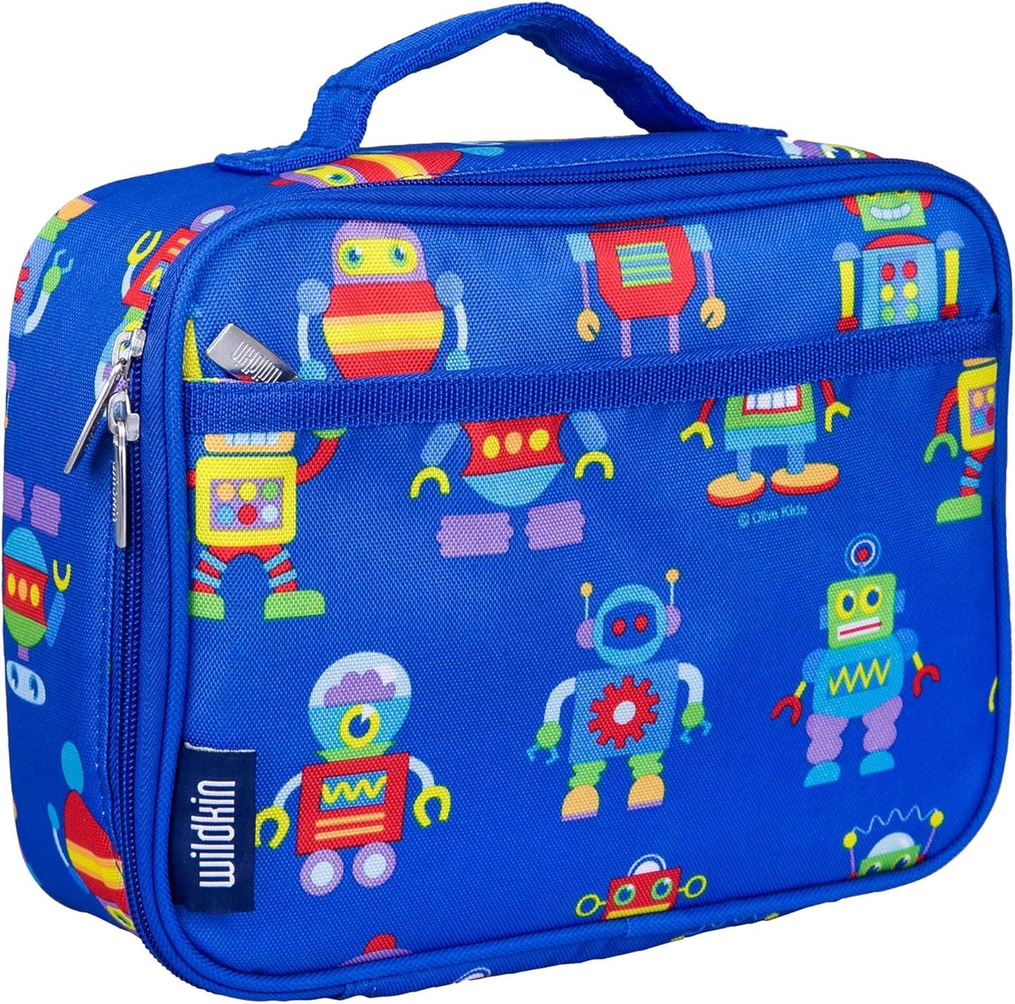 Wildkin Kids Insulated Lunch Box – Durable and Reusable for School & Travel - Robots