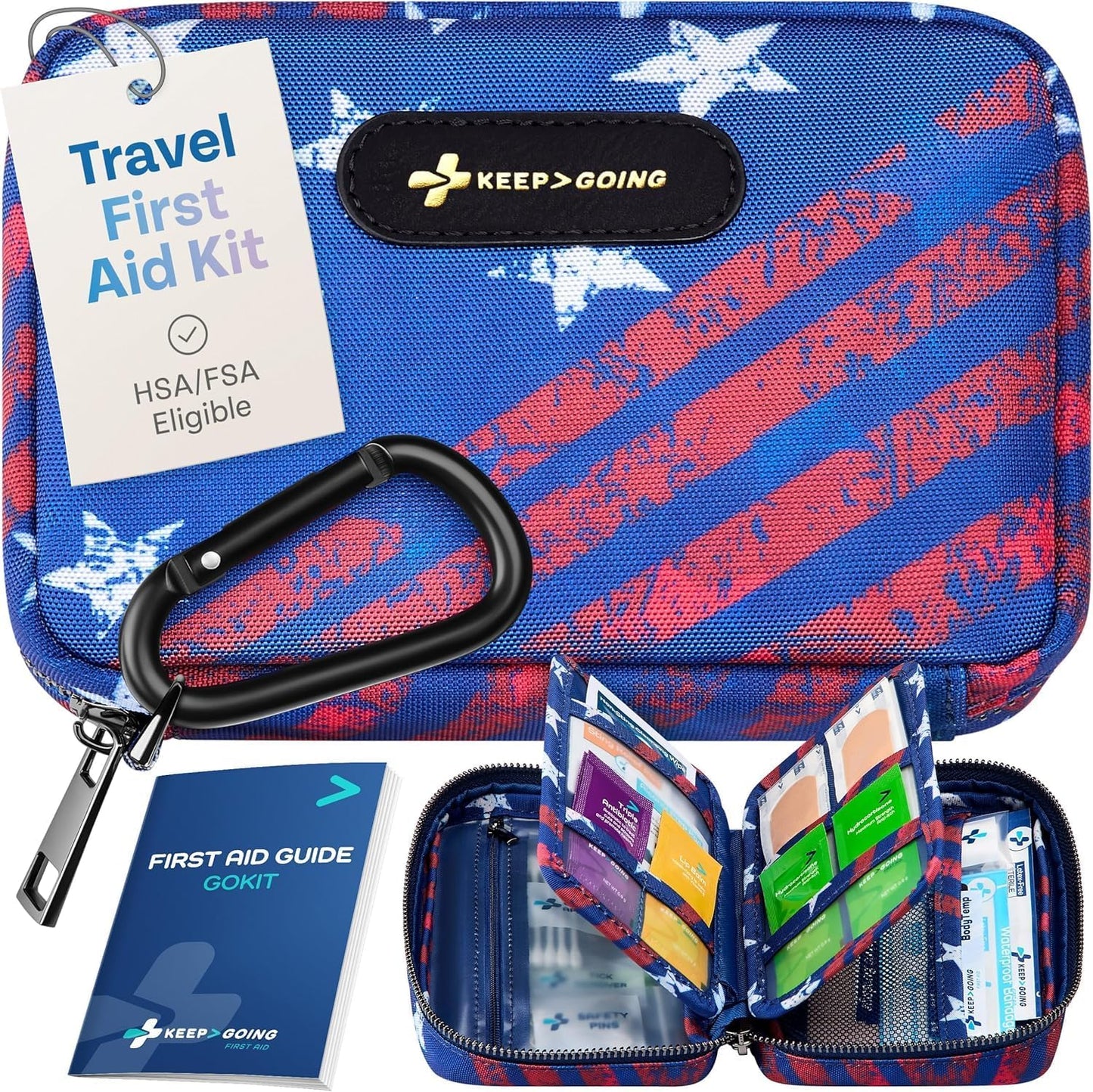 KeepGoing Travel First Aid Kit for Car, Home, Hiking, Camping and Outdoor Emergencies - First Aid Kit Travel Size TSA-Approved