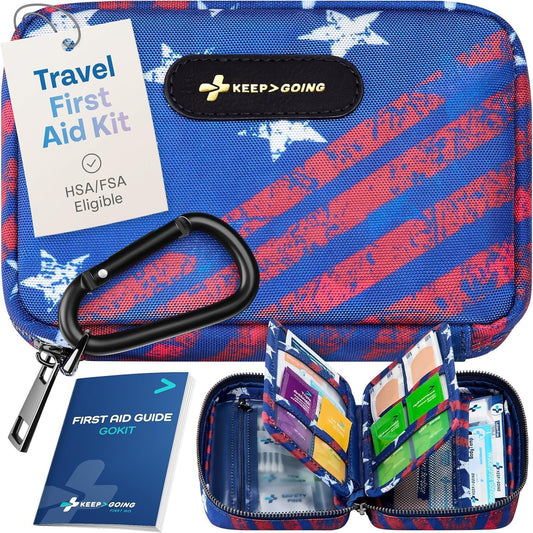 KeepGoing Travel First Aid Kit for Car, Home, Hiking, Camping and Outdoor Emergencies - First Aid Kit Travel Size TSA-Approved