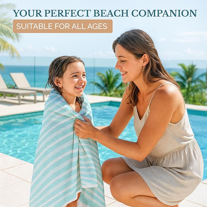 Casa Platino 6 Pack Bulk Beach Towel Set, Turkish Pool Towels, Lightweight, Pre-Washed, Sand-Free & Absorbent, Ideal for Beach or Poolside Use, 39"x71", Coastal Carnival