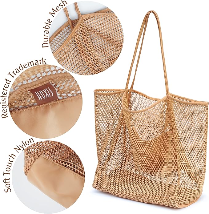 HOXIS Mesh Beach Tote Womens Shoulder Handbag