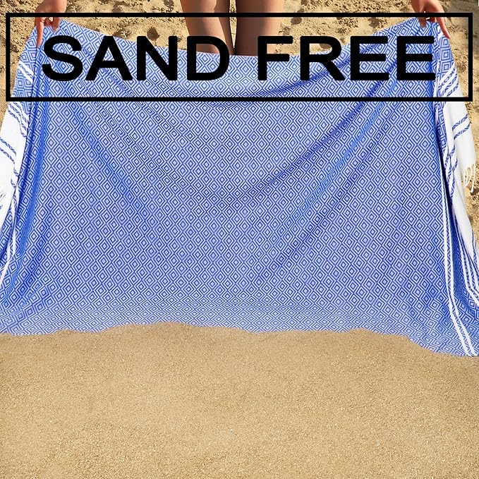 Beach Towel 2 Pack,Sand Free Beach Towels Oversized 39 x 72,Turkish Beach Towel Quick Dry,Lightweight Pool Towels for Adults Diamond Travel Towel,Cool Beach Essentials Super Absorbent Towels
