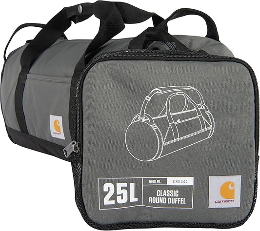 Carhartt Classic Round Duffel with Utility Pouch, Heavy-Duty, Water-Resistant Packable Gear Bag for Jobsite, Gym, and Travel