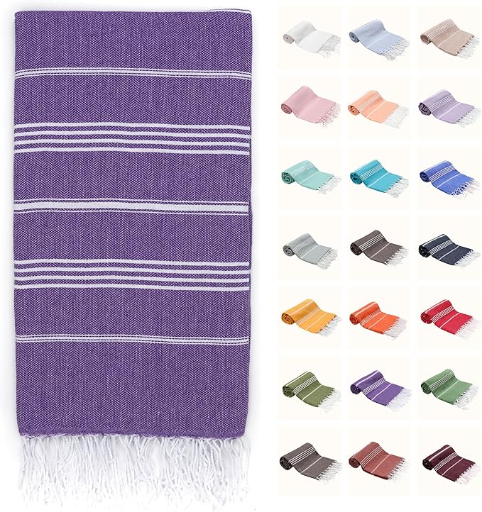 PARK & OZ Turkish Beach Towel – Oversized 100% Cotton, Quick-Dry, Absorbent, Sand-Free Blanket 72x40 – XL, Lightweight Pool Towel for Adults, Women, Men – Sand Resistant & Perfect Travel (Purple)