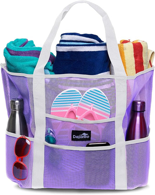Dejaroo Mesh Sand Free Bag - Strong Lightweight Bag For Beach & Vacation Essentials. Tons of Storage!