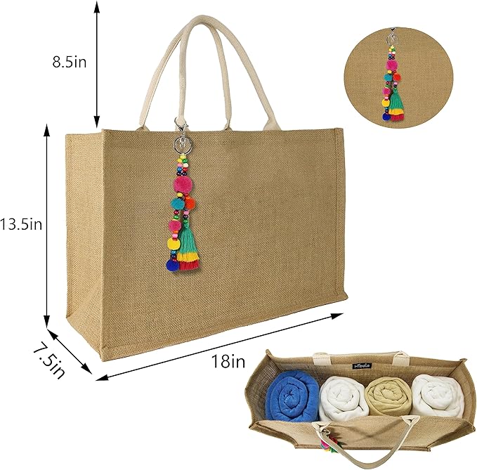 Hibala Woven Large Beach Bag Straw Beach Tote Handmade Weaving Shoulder Tassel Bag Handbag