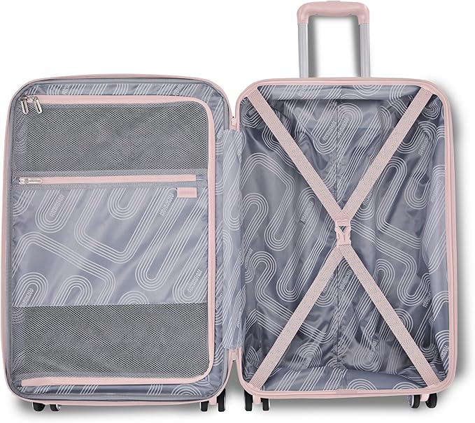 American Tourister Stratum 3.0 Medium 24-Inch Spinner, Airline Approved, Durable Hardside Luggage, Expands 1.5", RightHeight™ Adjustable Handle, Pink Blush
