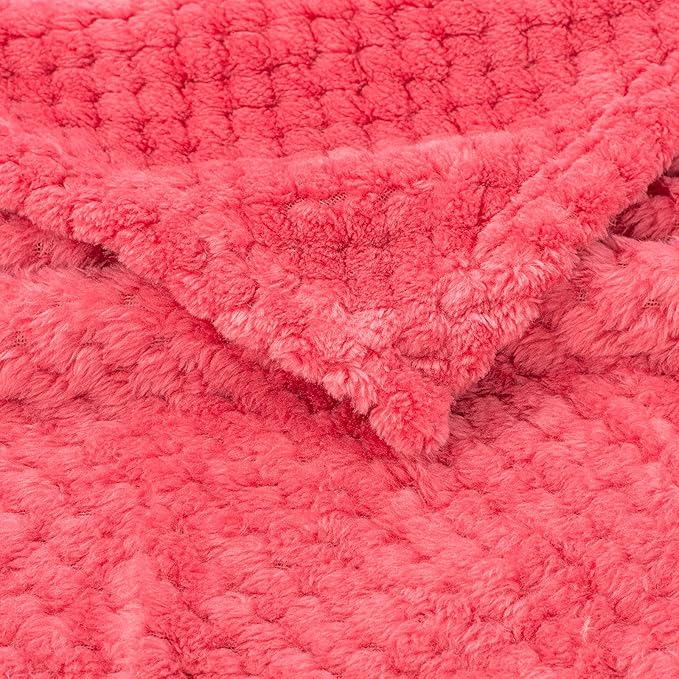 Fuzzy Blanket or Fluffy Blanket for Baby Girl or boy, Soft Warm Cozy Coral Fleece Toddler, Infant or Newborn Receiving Blanket for Crib, Stroller, Travel, Decorative (40”×60”, Raspberry)