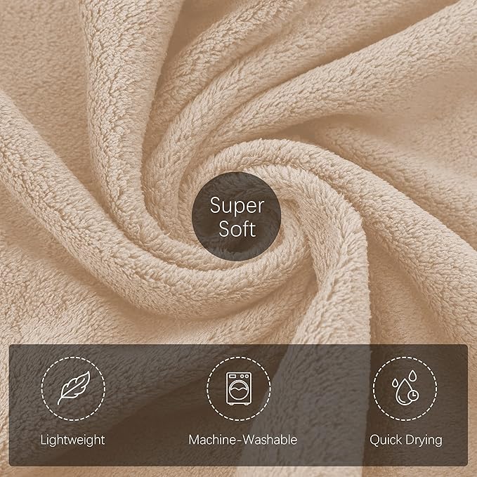 TENSTARS Silk Hemming Bath Towels for Bathroom Clearance - 27 x 55 inches - Light Thin Quick Drying - Soft Microfiber Absorbent Towel for Bath Fitness, Sports, Yoga, Travel, Gym - 2 Pack, Brown
