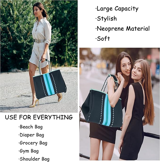 QOGiR Neoprene Multipurpose Beach Bag Tote with Inner Zipper Pocket … … … …