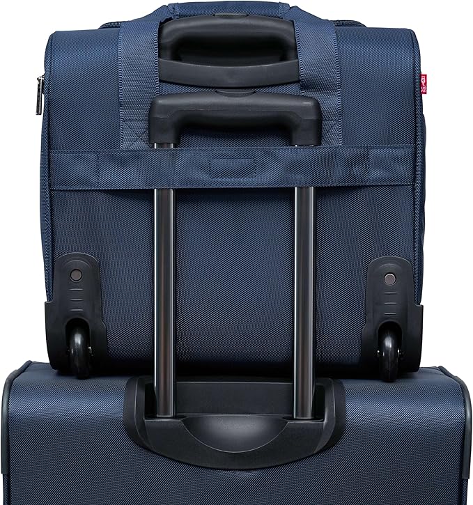 TPRC 15" Smart Underseat Carry-On Luggage with USB Charging Port, Navy Blue