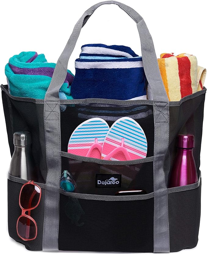Dejaroo Mesh Sand Free Bag - Strong Lightweight Bag For Beach & Vacation Essentials. Tons of Storage!