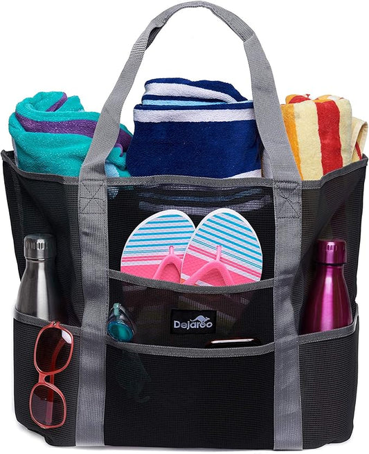Dejaroo Mesh Sand Free Bag - Strong Lightweight Bag For Beach & Vacation Essentials. Tons of Storage!