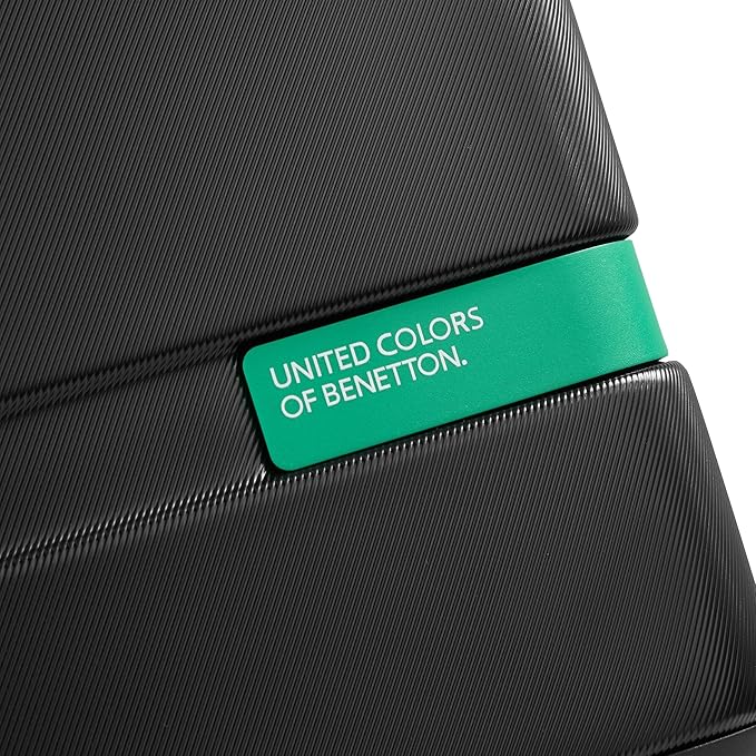 United Colors of Benetton Now! Hardside Luggage with Spinner Wheels, Black, Carry-On 19 Inch