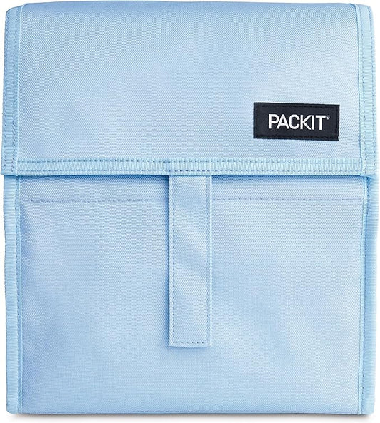 PackIt Freezable Lunch Bag, Sky Blue, Built with EcoFreeze Technology, Foldable, Reusable, Zip and Fold Closure with Buckle Handle, Designed for Work Lunches and Fresh Lunch On the Go