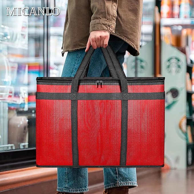 Insulated Food Delivery Bag, Commercial Grade Pizza Carrier for Hot and Cold Food, Large Reusable Catering Cooler Bag 22x15x14, Pizza Delivery Box for Uber Eats, Door Dash Essentials