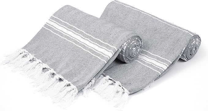 Belizzi Home Turkish Beach Towel -Large Beach Towels Oversized 2 Pack-Soft Durable Compact Lightweight Quick Dry Sand Free Bath Pool Towel Set for Beach Gifts Clearance Vacation Travel - Charcoal Grey