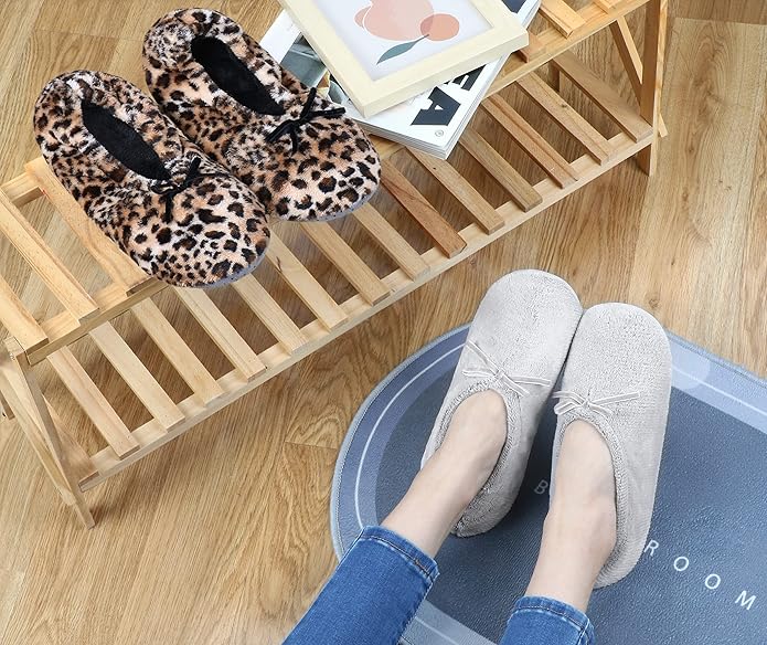 DICUIRD Women's Ballerina Slippers Lightweight House Slippers with Stretchable Heel Design