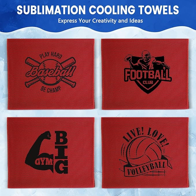 Hosuly 50 Pack Cooling Towels, 40"x12" Yoga Towels Ice Breathable Soft Chilly Sweat Rag Microfiber Workout Rags for Neck and Face for Gym Golf Sport Running (Red)
