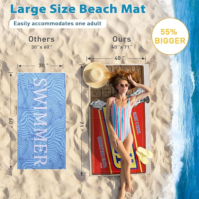 Solaris Microfiber Beach Thin Blanket for Swimming, 40"x71" Sand-Free Quick-Dry Absorbent Compact Towel Mat for Adults, Ideal Travel Beach Gifts