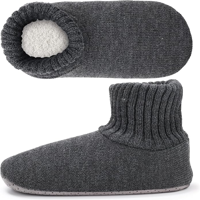 Ultrafun Fuzzy Slipper Socks for Men, Non Slip Warm Plushed Lined Indoor House Socks with Grips Christmas Gifts