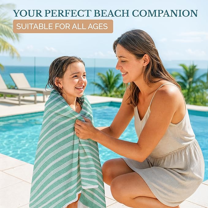Casa Platino 39"x71" Lightweight Beach Towels, Pre-Washed Large Pool Towel, Quick Dry and Sand-Free Utility for Travel and Outdoors, Perfect for Camping, Resorts, or Seaside Escapes – Hunter Green