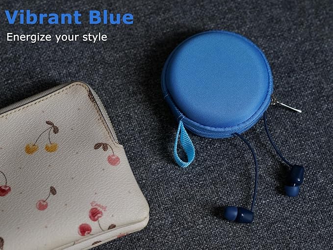 Ginsco Mini-Portable Hard Shell Earbuds Case for Apple EarPods Headphones USB-C Wired Ear Buds/Samsung Galaxy Wired Earbuds, Travel Case for Earphones Earplugs (2, Blue)