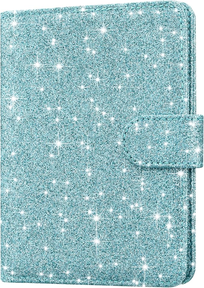 HOTCOOL Passport Holder Travel Essentials Airplane & Cruise Essentials Ship Leather Wallet Cover Case RFID Blocking Women & Men Vacation Travel Accessories Gifts Deals, Glitter - Blue