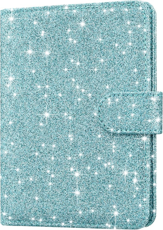 HOTCOOL Passport Holder Travel Essentials Airplane & Cruise Essentials Ship Leather Wallet Cover Case RFID Blocking Women & Men Vacation Travel Accessories Gifts Deals, Glitter - Blue