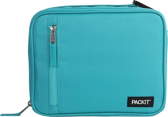 PackIt Freezable Classic Lunch Box, Teal, Built with EcoFreeze Technology, Collapsible, Reusable, Zip Closure With Zip Front Pocket and Buckle Handle, Designed for Fresh Lunch On the Go