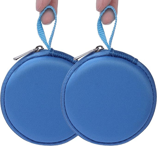 Ginsco Mini-Portable Hard Shell Earbuds Case for Apple EarPods Headphones USB-C Wired Ear Buds/Samsung Galaxy Wired Earbuds, Travel Case for Earphones Earplugs (2, Blue)