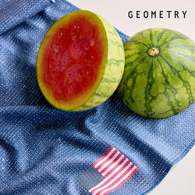 GEOMETRY Bar Towels for Kitchen Premium Towels for Cleaning Dishes & Glassware - Absorbent & Fast Drying Kitchen Towels - Star Spangled, 12" x 14" - 1-Piece