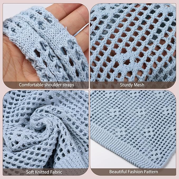 Sightor Crochet Tote Bag, Mesh Beach Bag Knit Summer Hobo Bag Vacation Boho Tote Bag for Women