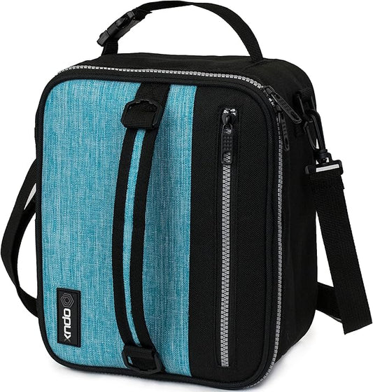 opux Insulated Lunch Box for Men Women Adult, Compact Lunch Bag for Kids Boy Girl Teen, Soft Lunch Cooler Bag for Work School, Leakproof Lunchbox Lunch Pail with Clip-on Buckle, Heather Sea Blue
